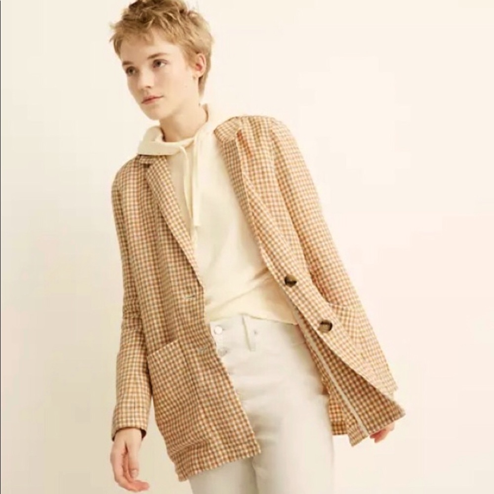 Madewell Dorset Linen Gingham Check Jacket || M